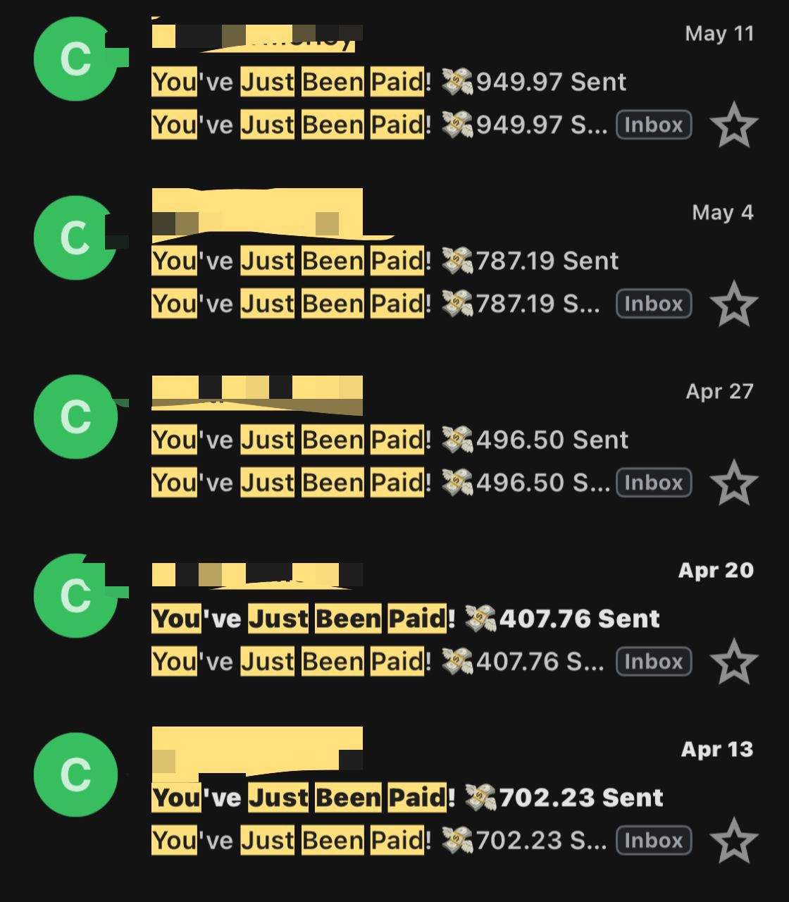 Anonymous student payment proof